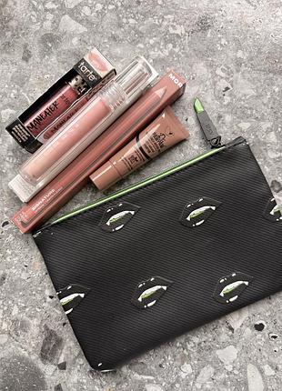 Набір для губ у нюдових відтінках tarte, morphe, lime crime + pawpaw та косметичка