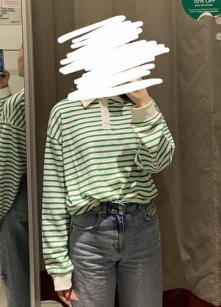 Жіноче поло h&m, зелена смужка, розмір s
