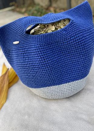 В’язана сумка-шопер ручної роботи (handmade, трикотажна пряжа) — стан ідеальний