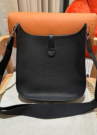 Сумка ручної роботи hermes evelyn noir чорна крос боді