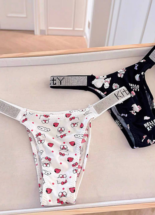 Набор из 2х трусиков со стразами хеллоу котти victoria secret hello kitty