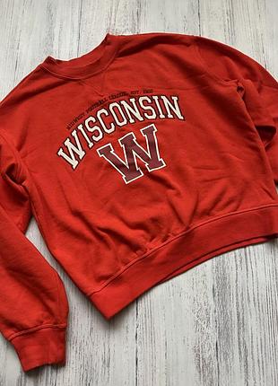 Світшот жіночий оверсайз wisconsin червоний фліс