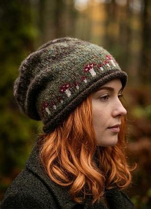 Шикарная эксклюзивная свободная теплая шапка с грибами мухомора 🍄🍄🍄