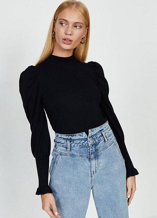 Водолазка жіноча river island чорна з об'ємними рукавами