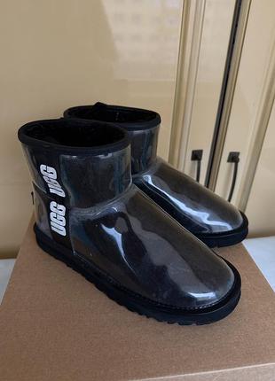 Угги жіночі ugg classic clear mini прозорі чорні