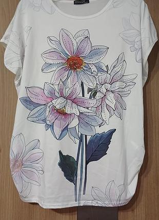 Блуза жіноча 2xl,3xl футболка зі стразами нова біла