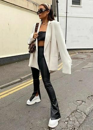 Черные кожаные длинные брюки леггинсы с замочками zara ✨✨✨✨✨✨✨✨✨✨