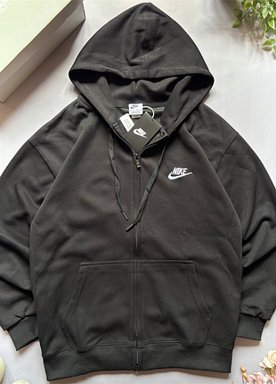 Кофта на блискавці nike (найк), зипка чорна, спортивна толстовка для повсякденного носіння s (факт. xs)