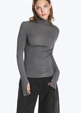 Гольф базовий гольф у рубчик гольф zara водолазка в рубчик лонг лонгслів гольф з розширеними рукавами