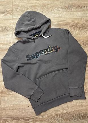 Худі чоловіче superdry сіре з написом