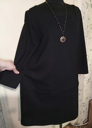 Трикотажне-стрейч щільне лаконічне плаття-сукня-туніка з кишенями офісне базове