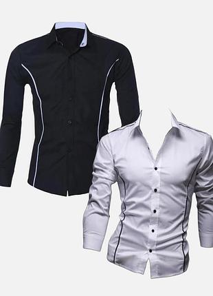 Чоловіча сорочка класина чорна та біла, розміри m, l, xl
