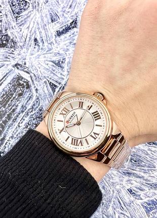 Годинники для жінок curren 9091 рожеве золото