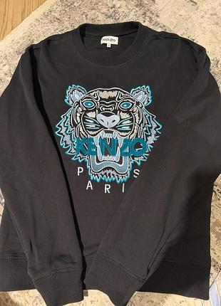 Кофта чоловіча kenzo чорна з тигром 2