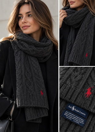 Стильный графитовый шарф polo ralph lauren