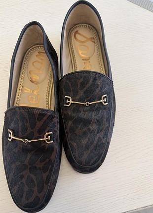 Лофери жіночі sam edelman чорні з леопардовим принтом, довжина устілки 26 см