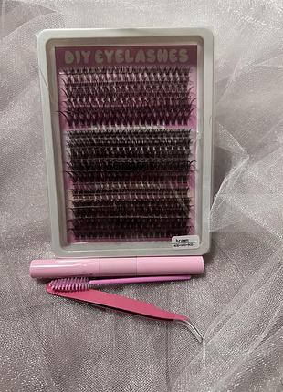 Набір для самостійного нарощування вій diy eyelashes, коричневий