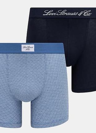 Чоловічі боксери levi's boxer briefs (набір 2 шт.) — синій з візерунком / темно-синій (розмір m)