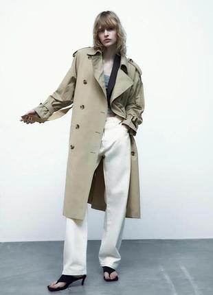 Класичний базовий двобортний плащ,тренч оверсайз zara
