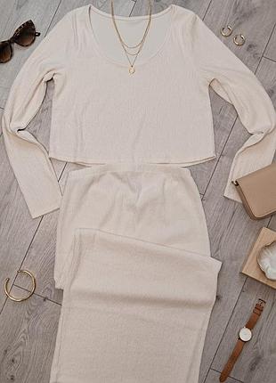 Костюм для вагітних h&m mama (топ + спідниця міді) бежевий