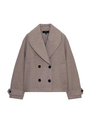 Жіноче пальто zara двобортне сіре