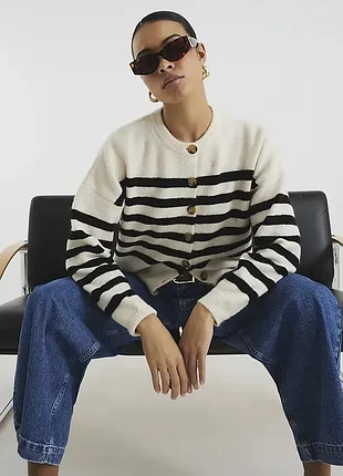 Смугастий  кардиган river island з вовною та альпакою