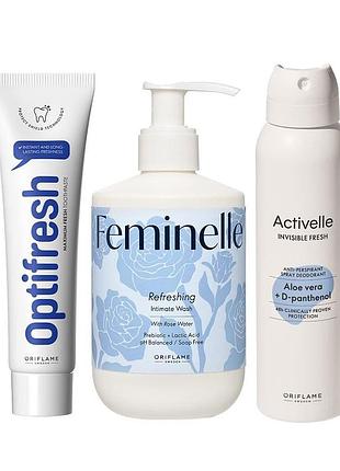 Набір декоративної косметики oriflame optifresh, feminelle, activelle
