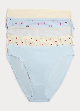 Набор женских трусов 5 штук marks & spencer р-р 10, 16 high leg хлопок
