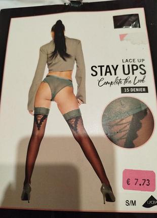 Панчохи жіночі hunkemöller lace up stay ups 15 den чорні s/m