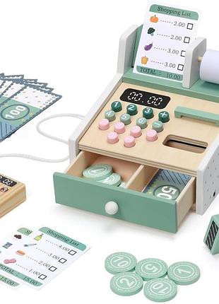 Деревянная игрушечная касса kabi my little cash register набор продавца для детей
