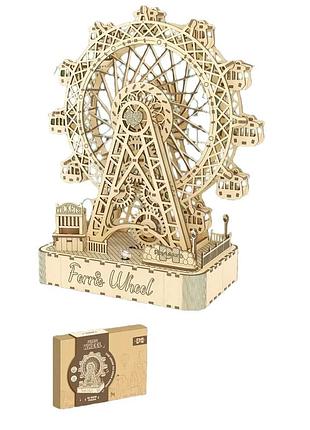 Пазл у формі колеса огляду ferris wheel дерев'яний 3d пазл у формі колеса огляду з механічним гумомотором