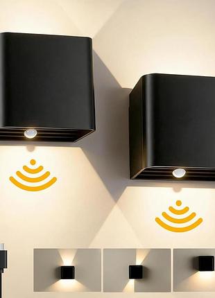 2 шт. комплект настінних led світильників rechargeable wall light cwl001 світильники на стіну з датчиком руху