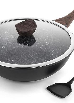 Сковорода вок kordisen nonstick wok with lid 30 см глубокая сковорода с антипригарным покрытием и крышкой