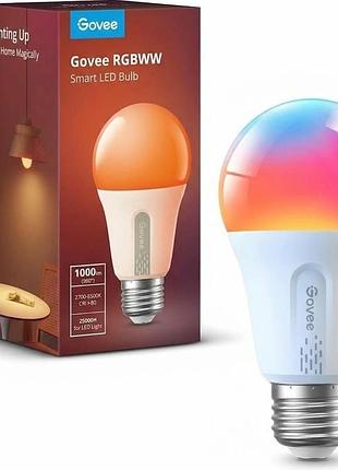 Розумна світлодіодна лампа govee rgbww smart led bulb h6006 1000 lm rgbww 2700-6500к лампочка з регулюванням яскравості