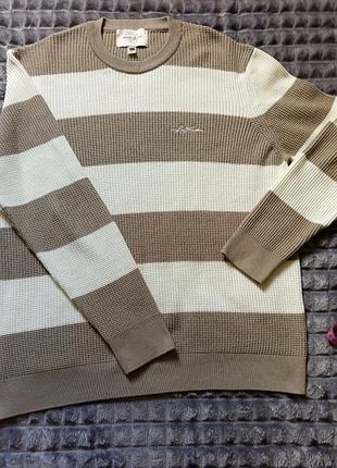 Чоловічий джемпер river island у смужку, біло-бежевий, xl