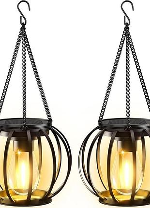2 шт. солнечные садовые светильники niwwin solar lights подвесные декоративные светильники для улици