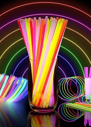 100шт. набор неоновых светящихся браслетов 20см neon glow bracelets неоновые браслеты с соединителями
