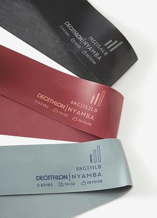 3 шт. еспандери 5/6/7 кг 50х4 см decathlon nyamba набір еластичних еспандерів для тренувань м'язів усього тіла