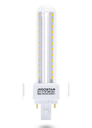 Світлодіодна лампочка aigostar 12 вт plc g24 1180 3000k лампочка для світильників із цоколем g24, тепле світло