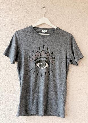 Мужская серая хлопковая футболка kenzo eye t-shirt