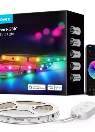 Світлодіодна смарт-стрічка govee rgbic strip light h618c 10 м wi-fi bluetooth розумна led стрічка з застосунком