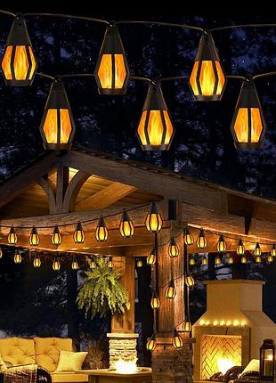 Сонячна гірлянда 6 м з 10 оранжевими led-лампами solar flame string lights ss-tyn-10 декоративне освітлення на сонячній батареї