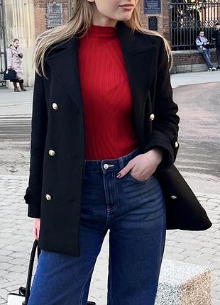 Пальто жіноче zara чорне шерстяне