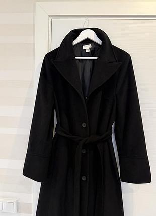 Пальто халат довге жіноче h&m кашемірове чорне 2