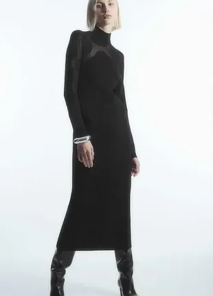 Сукня жіноча cos polka-dot sheer-panel maxi dress / l