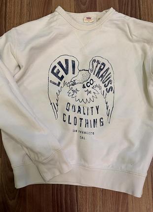 Світшот чоловічий levi’s білий з принтом xs унісекс