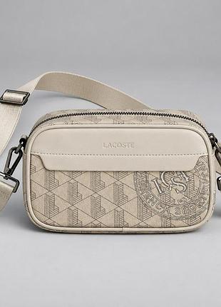 Мужская небольшая сумка, борсетка на плечо lacoste (1097) beige