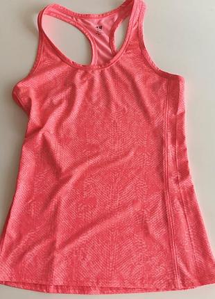 Яскрава рожево-коралова спортивна майка-борцовка (racerback) від бренду h&m sport