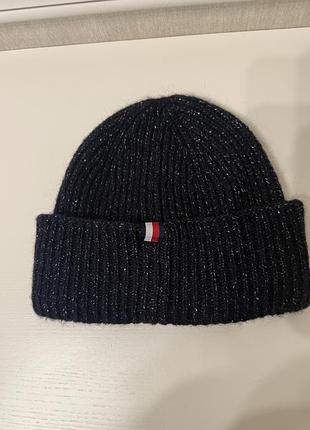 Шапка жіноча tommy hilfiger темно синя з люрексом