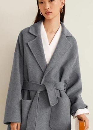 Роскошное пальто халат пальто на запах серии mango suit с шерстью